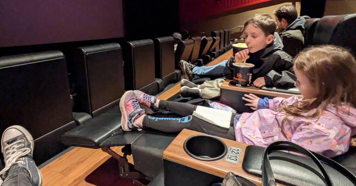 family at movie theater