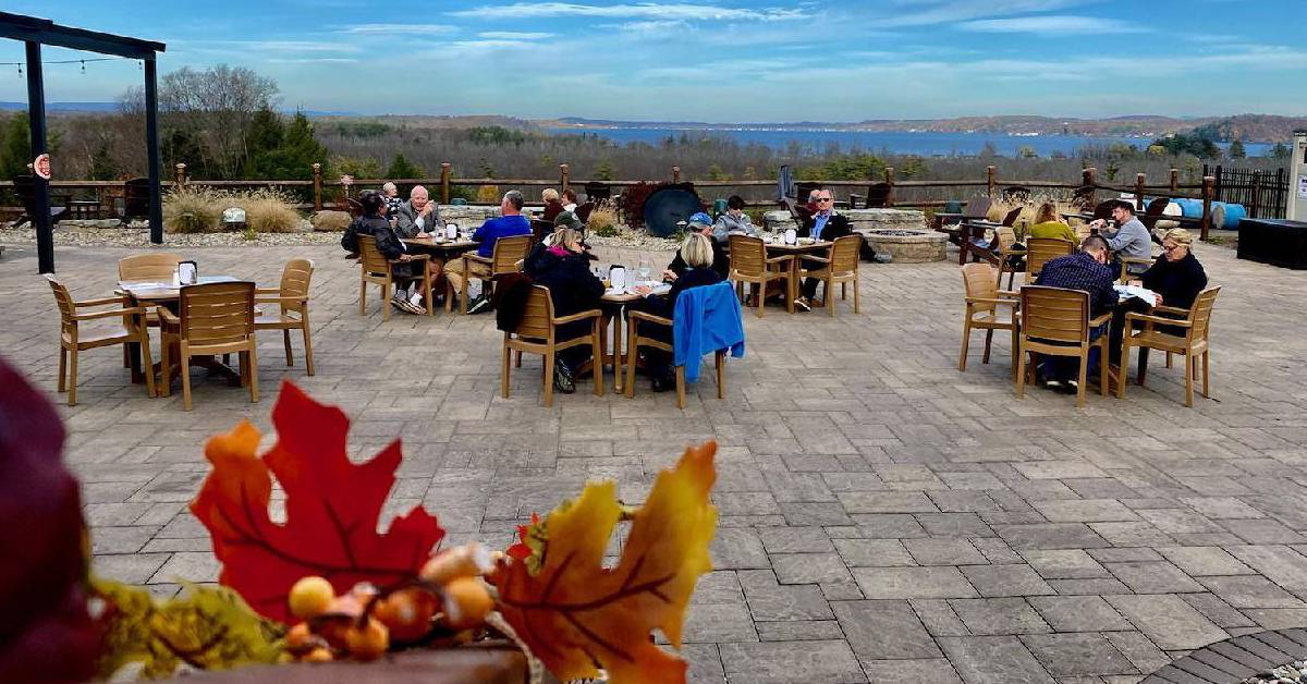 carson's woodside tavern patio in the fall
