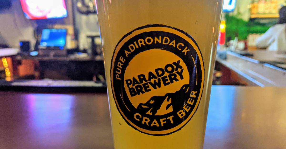 paradox brewery beer glass on bar