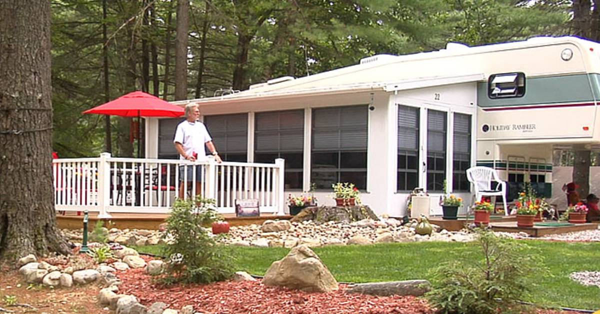 rv campsite with porch