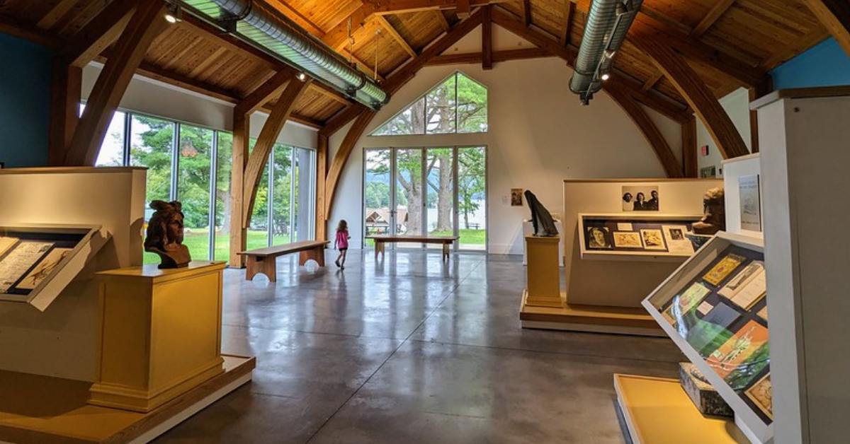 a spacious museum exhibit room