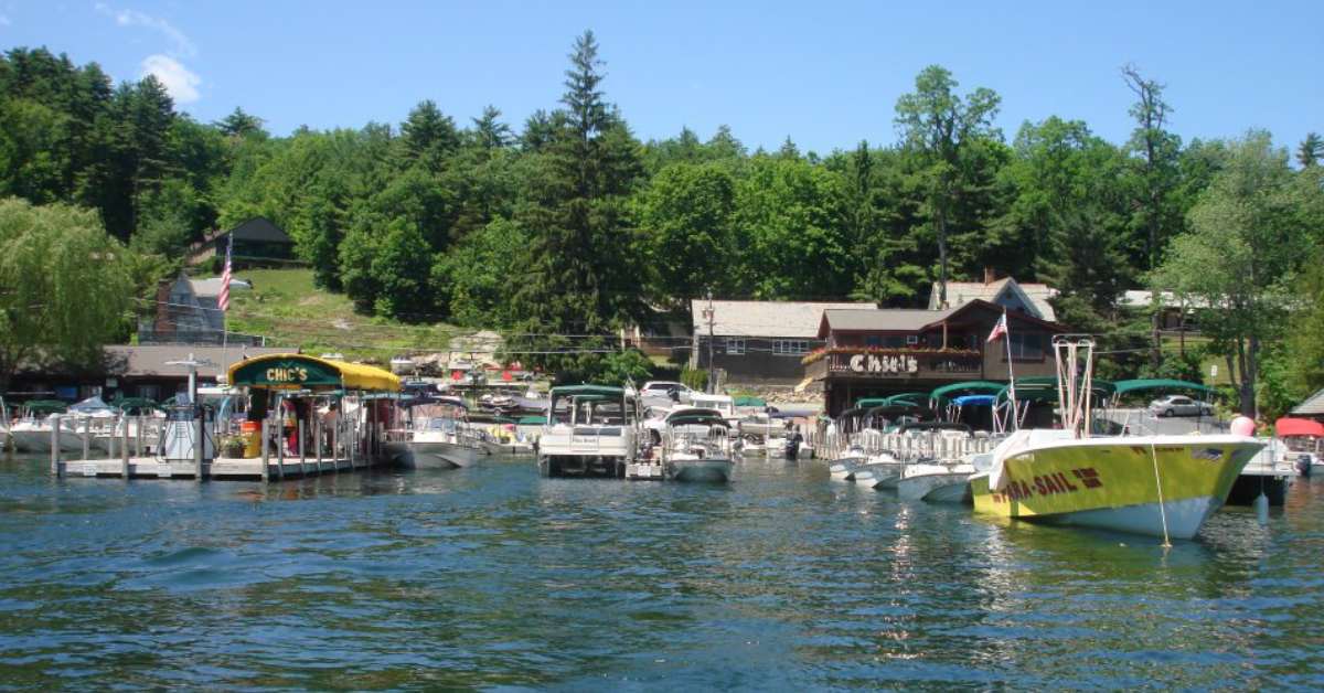 outside of a lake marina