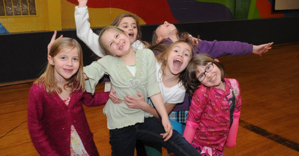 Kids on a roller-skating rink