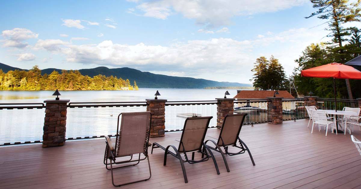 chelka lodge deck in the fall