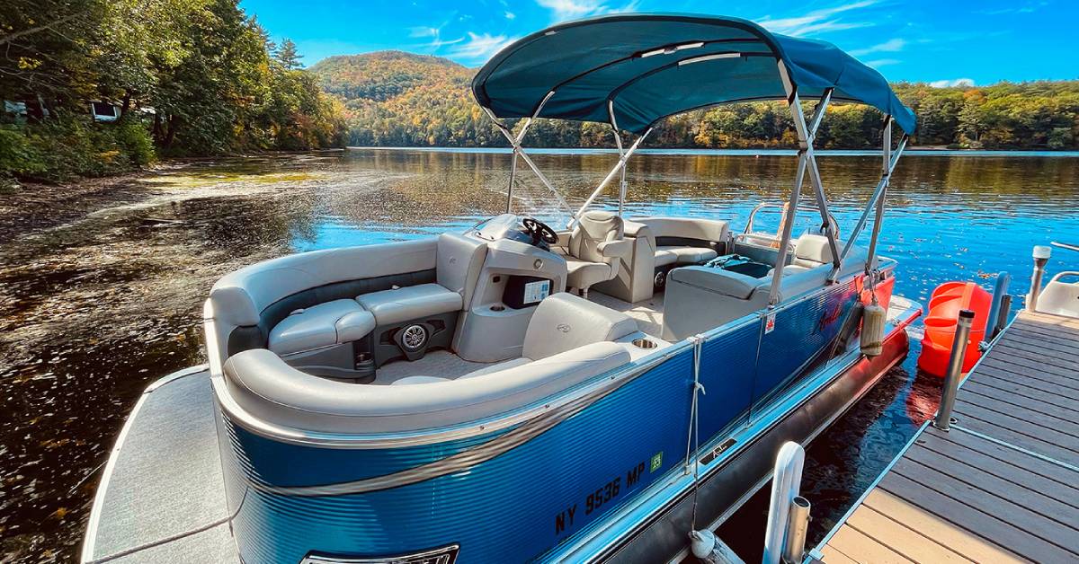 pontoon boat at dock