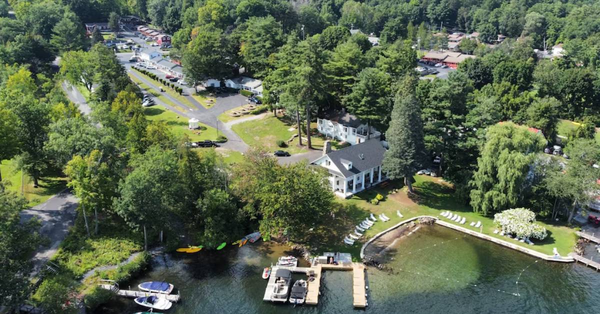 aerial view of marina