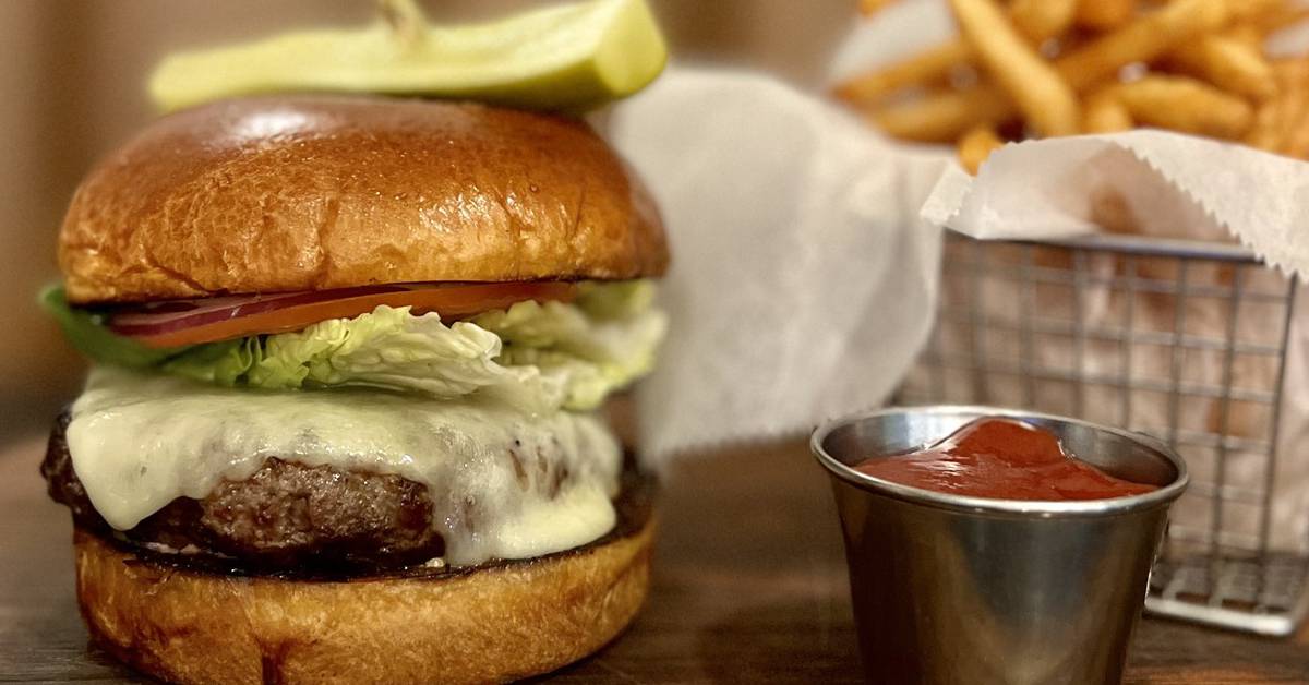 burger with fries