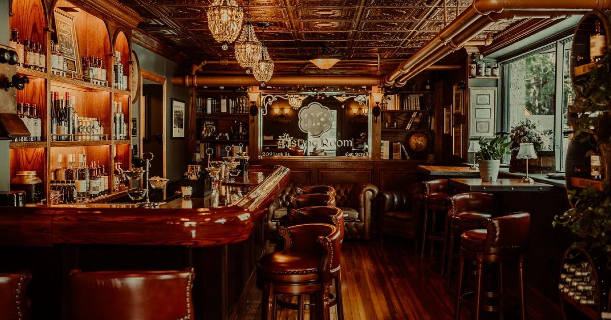 a speakeasy style tasting room