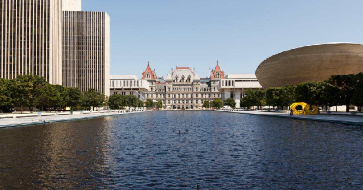 reflecting pool at empire state plaza
