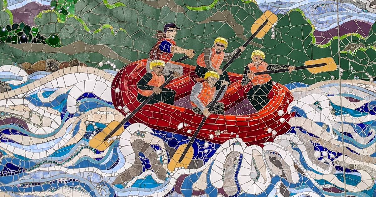 whitewater rafters on the north creek mosaic project