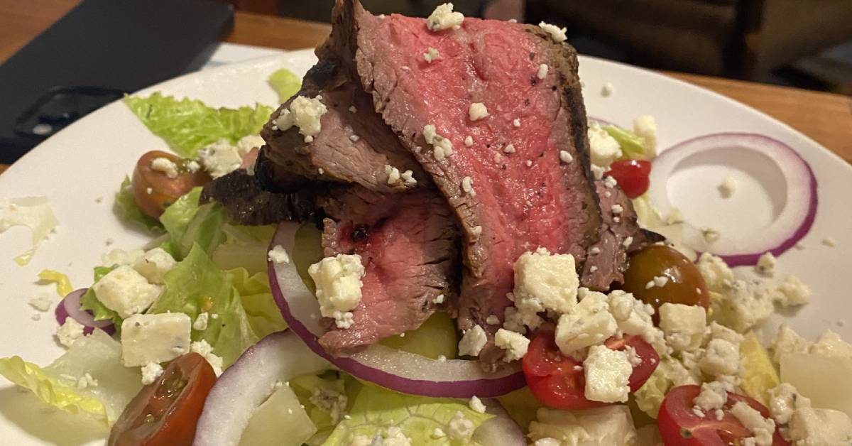 steak salad at hedges at blue mountain lake