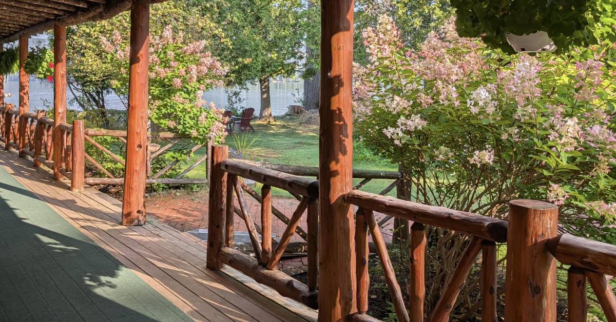 hedges at blue mountain lake porch