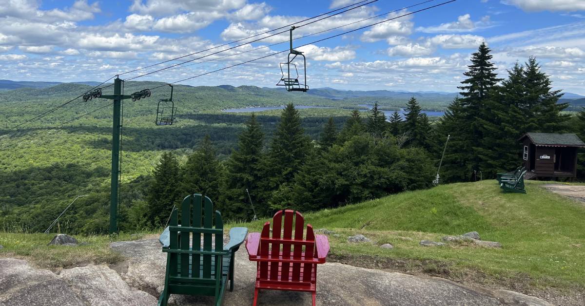adirondack chairs and chairlift at mccauley mountain