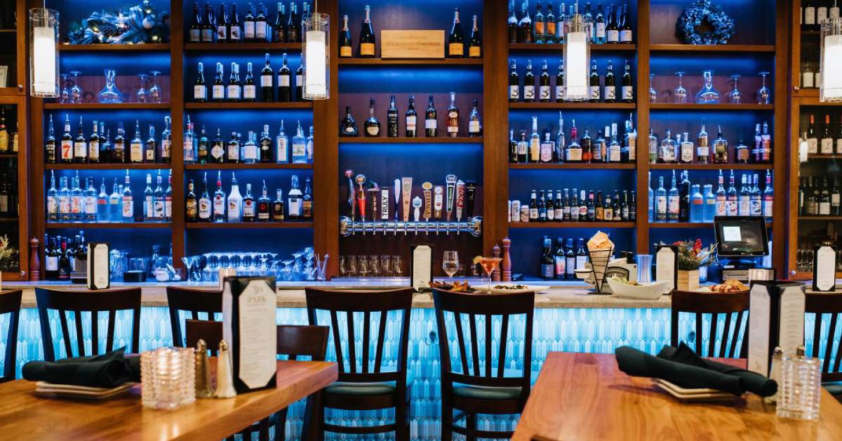 modern bar and dining space