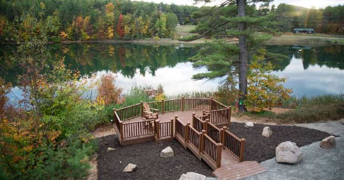 back deck by lake
