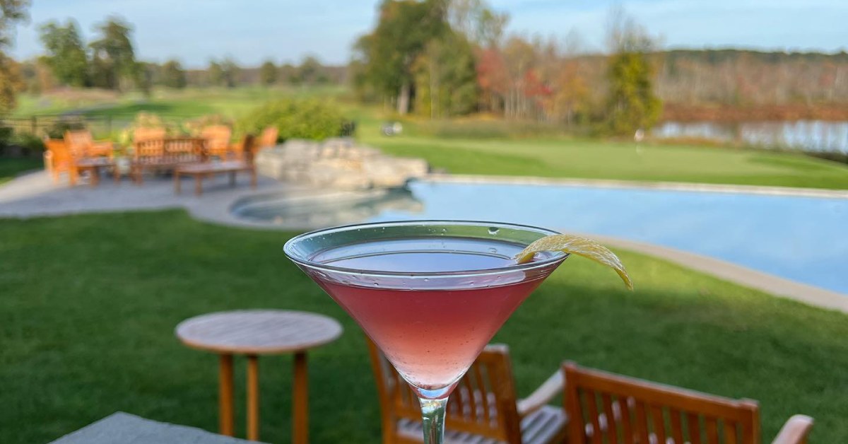 cocktail and view of golf course patio
