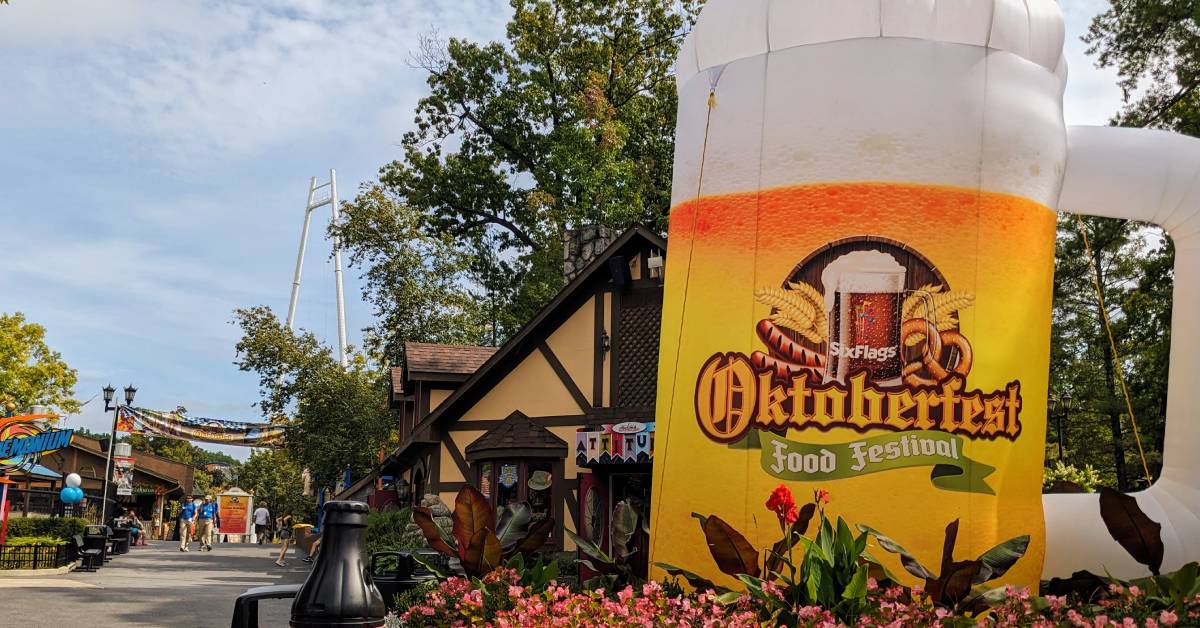 oktoberfest giant beer mug at six flags great escape
