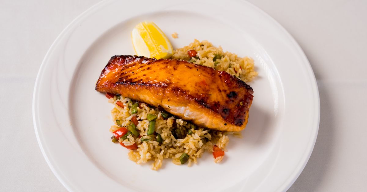 rice and salmon entree