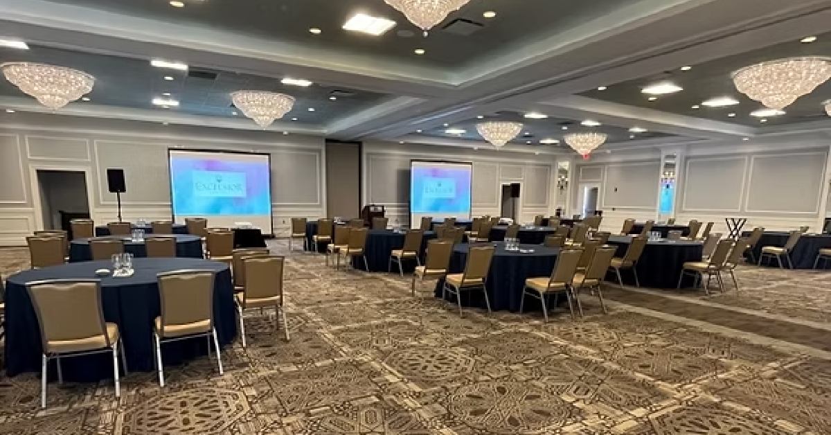 circular tables in a conference room