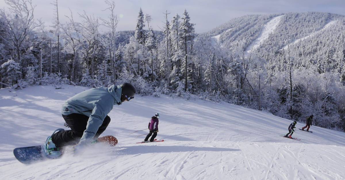 gore mountain skiers and snowboarder