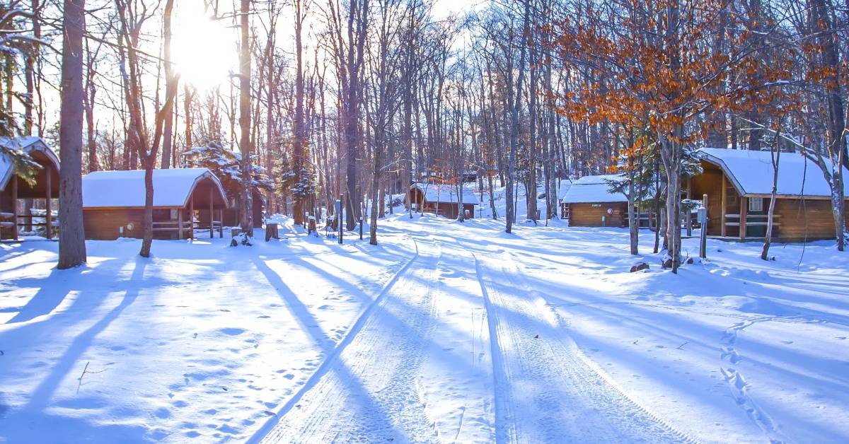 cabins at old forge camping resort in the winter