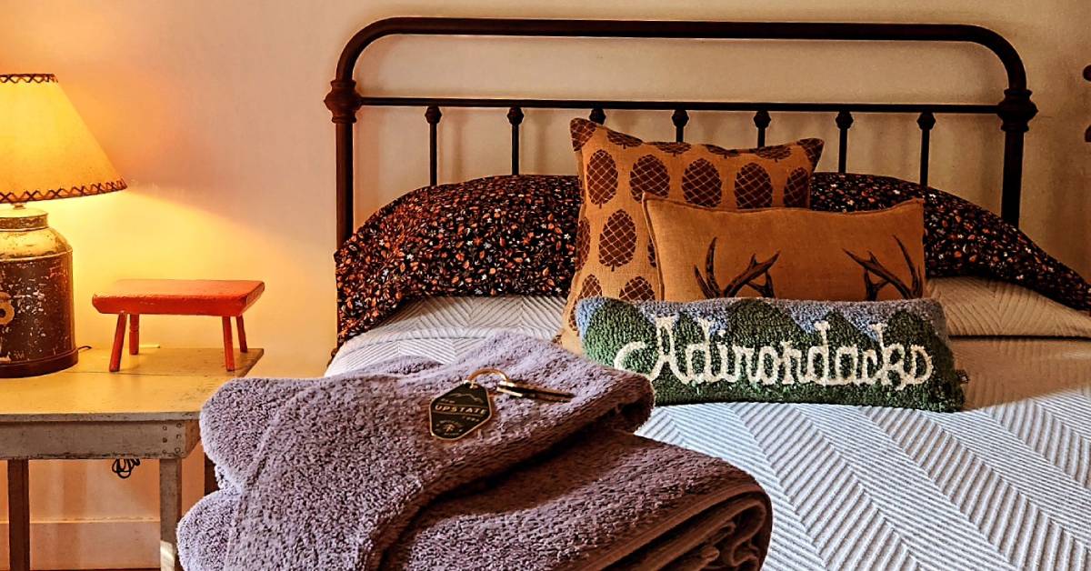 bed with adirondacks pillow