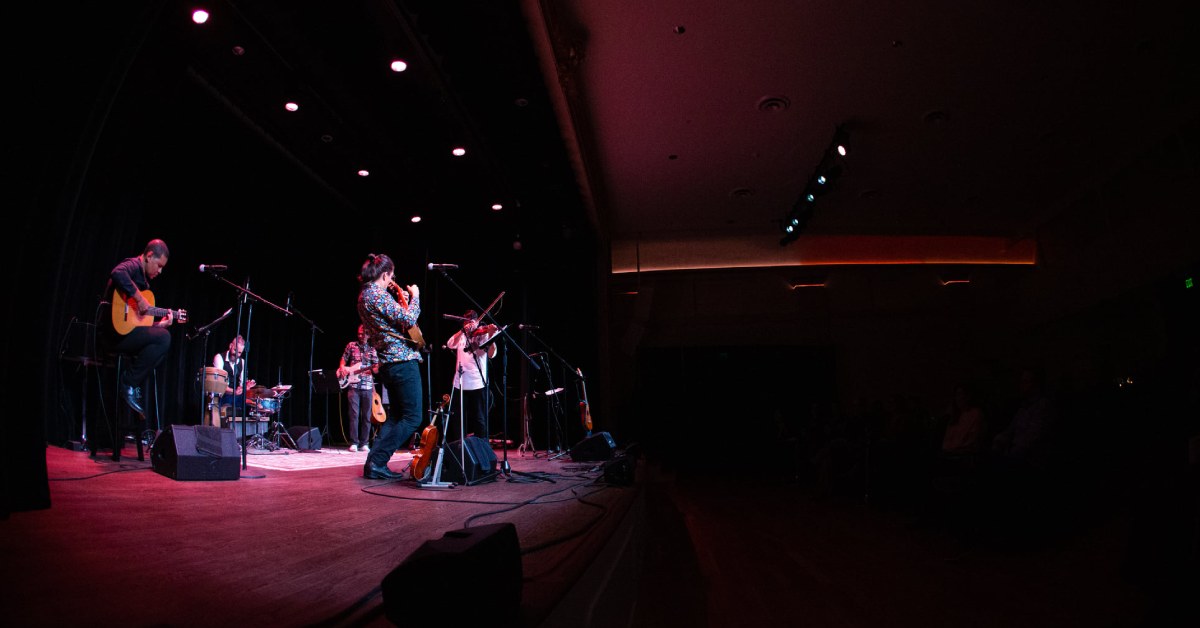 band playing on a stage