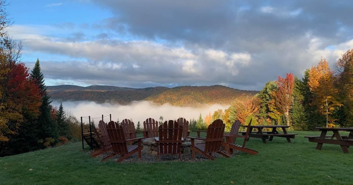 adirondack fire pit and foliage