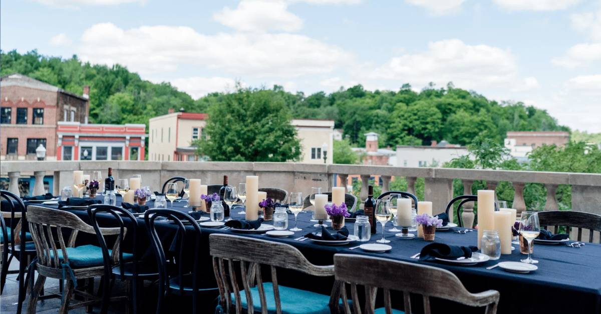wedding table on a rooftop of a hotel