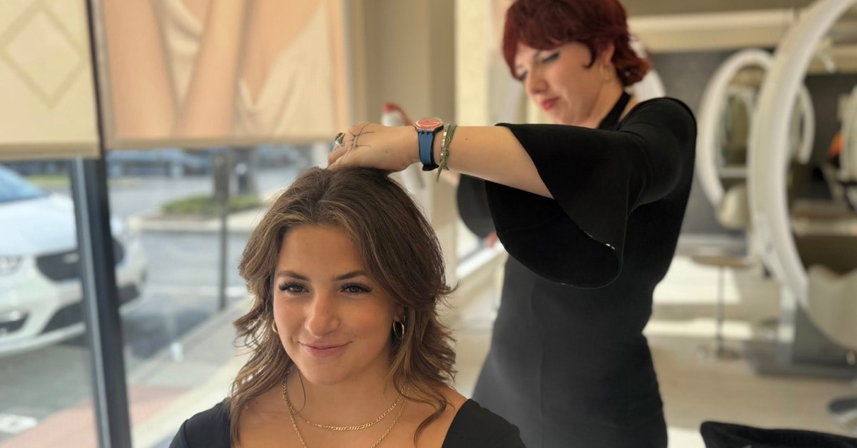 woman getting her hair done