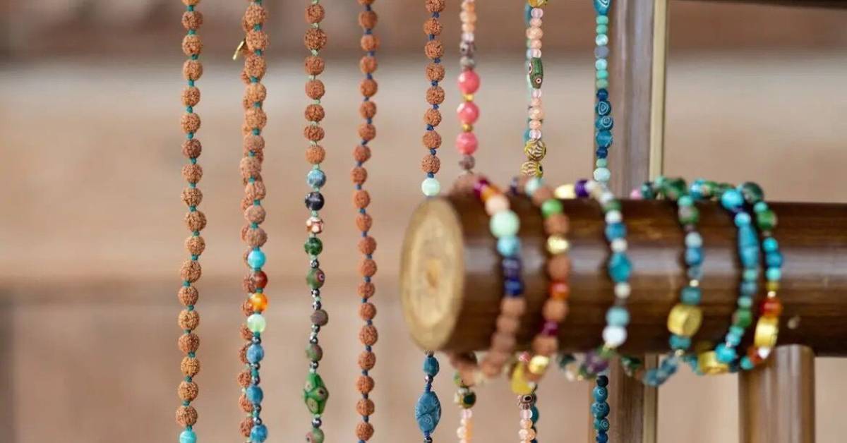 hanging necklaces and bracelets in store