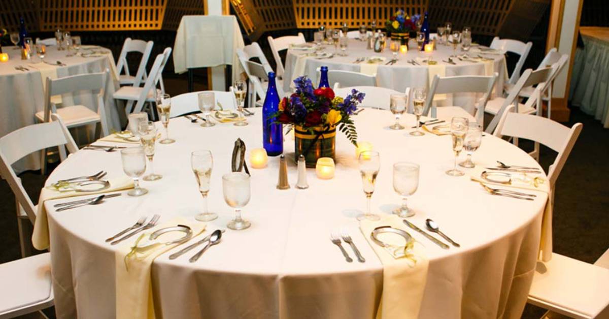 tables set up for a wedding