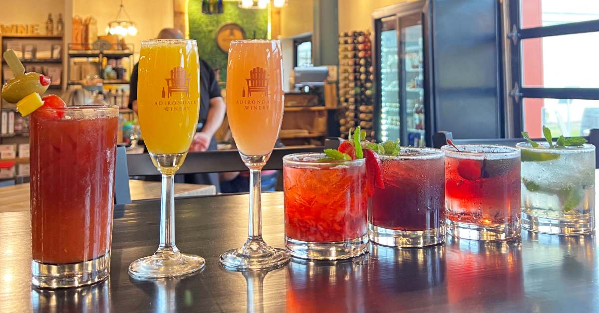 a lineup of cocktails
