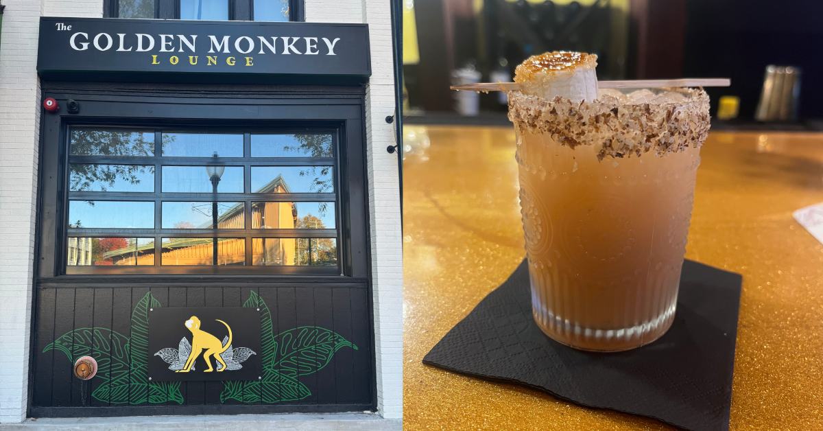 Golden Monkey signage and a cocktail