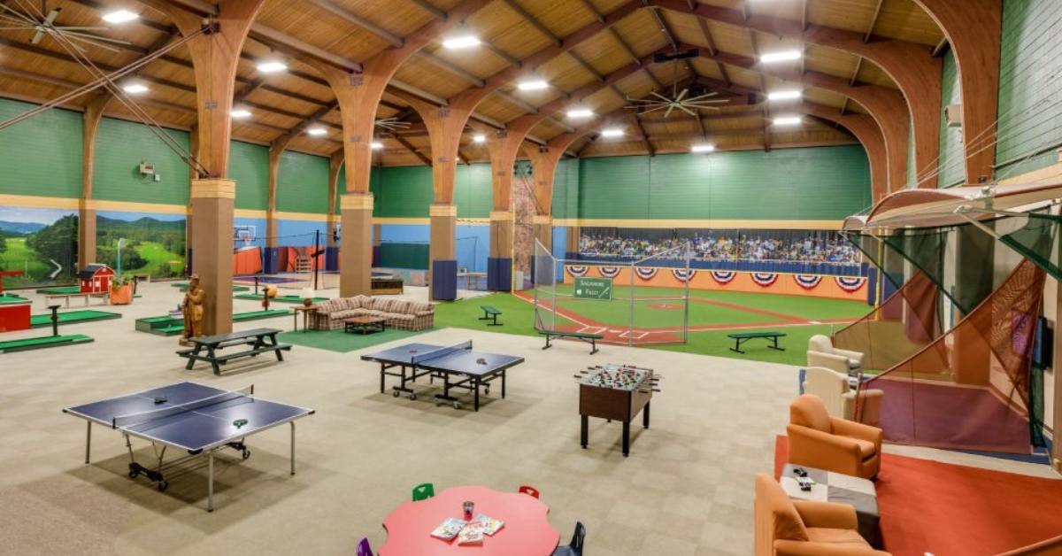 indoor rec room with various sports and games