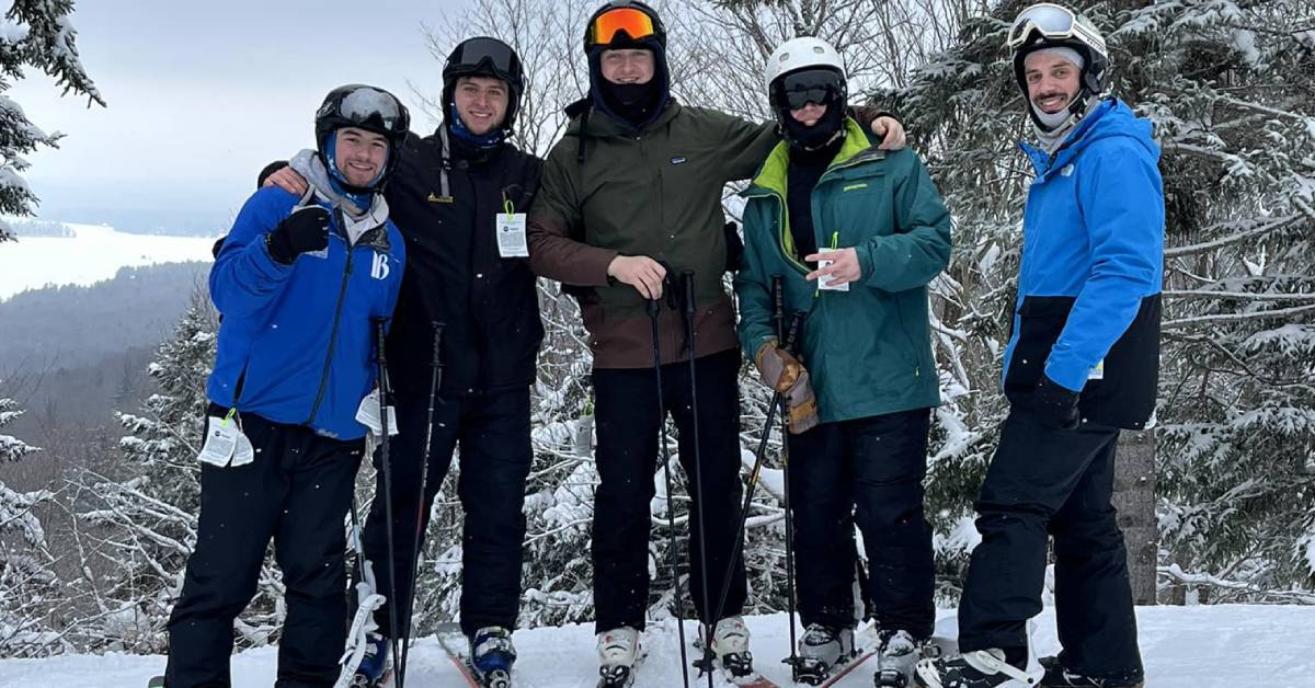 skiers pose