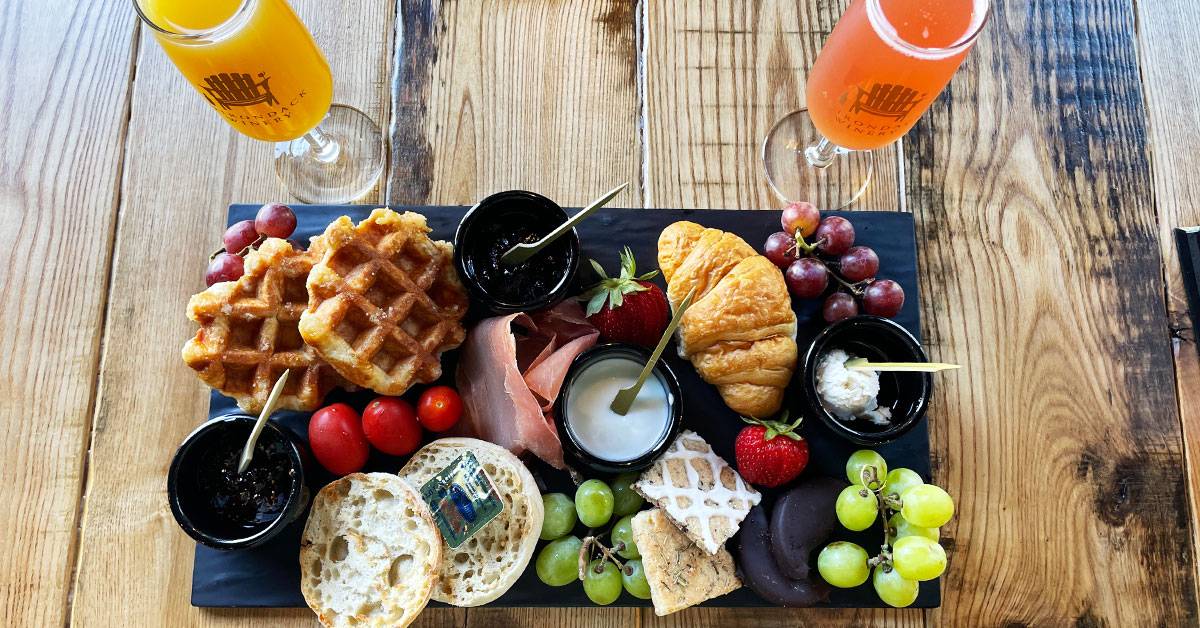 brunch board and mimosas