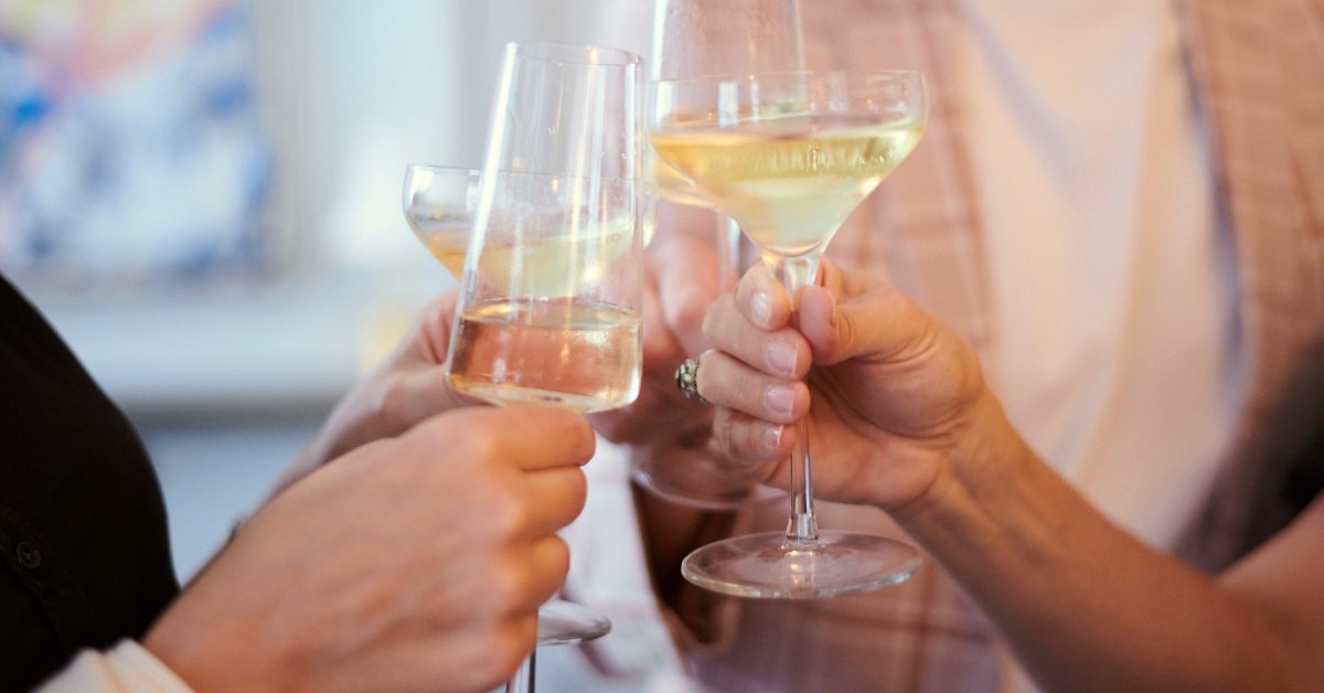 group cheersing with champagne