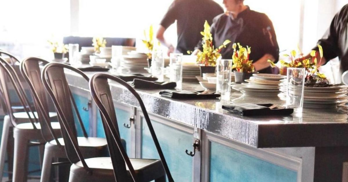 chef counter seating in a restaurant
