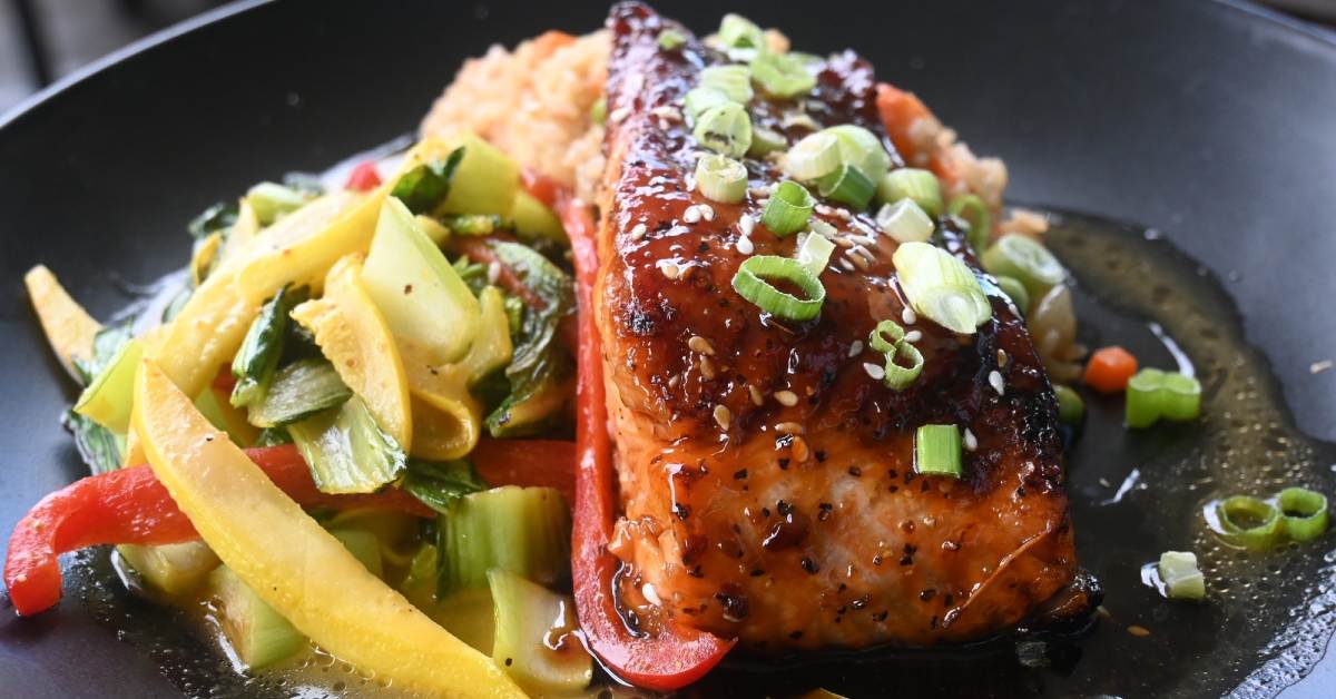 cooked salmon and veggies