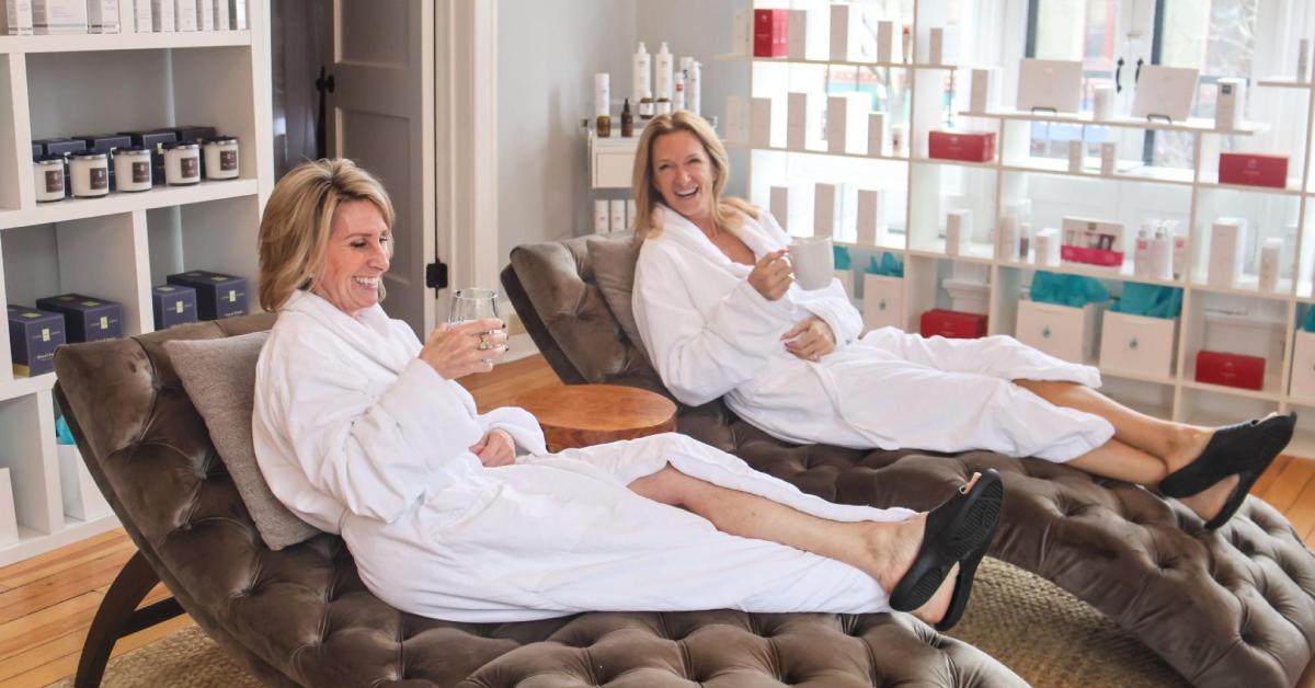 two women on spa lounge chairs