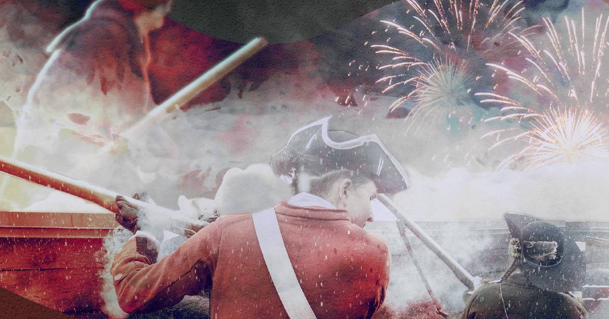 soldiers and fireworks