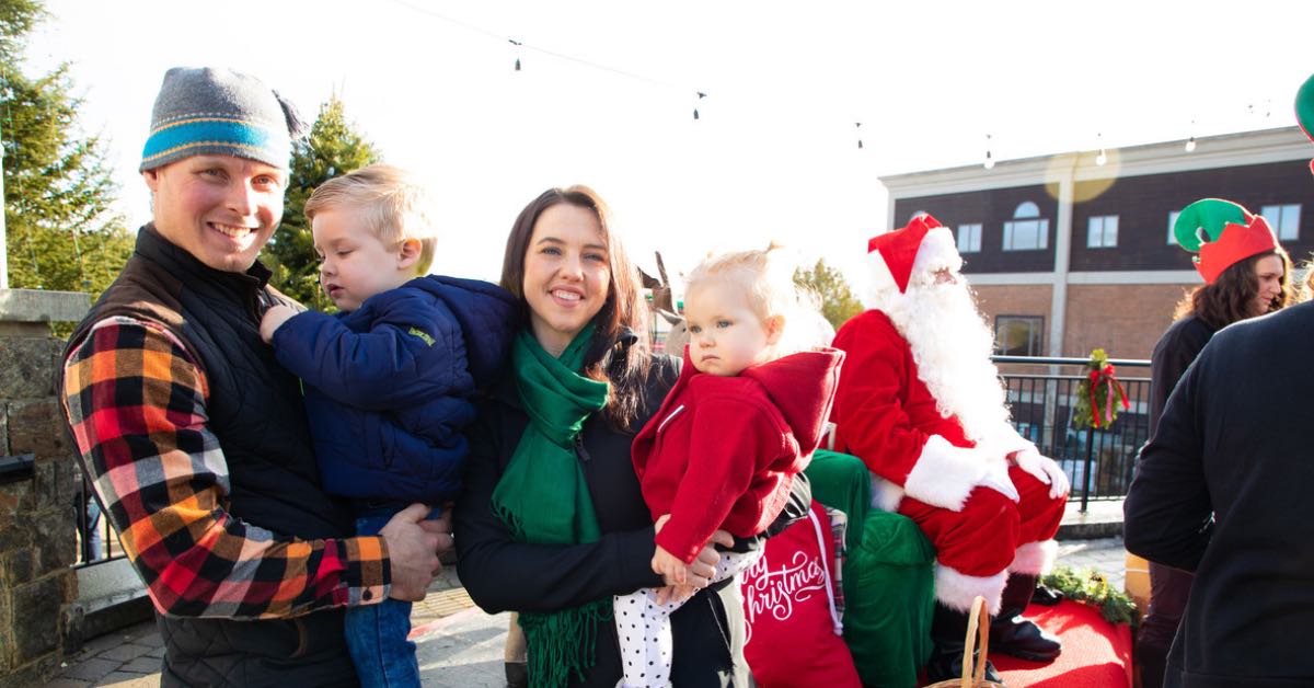 family picture with Santa nearby