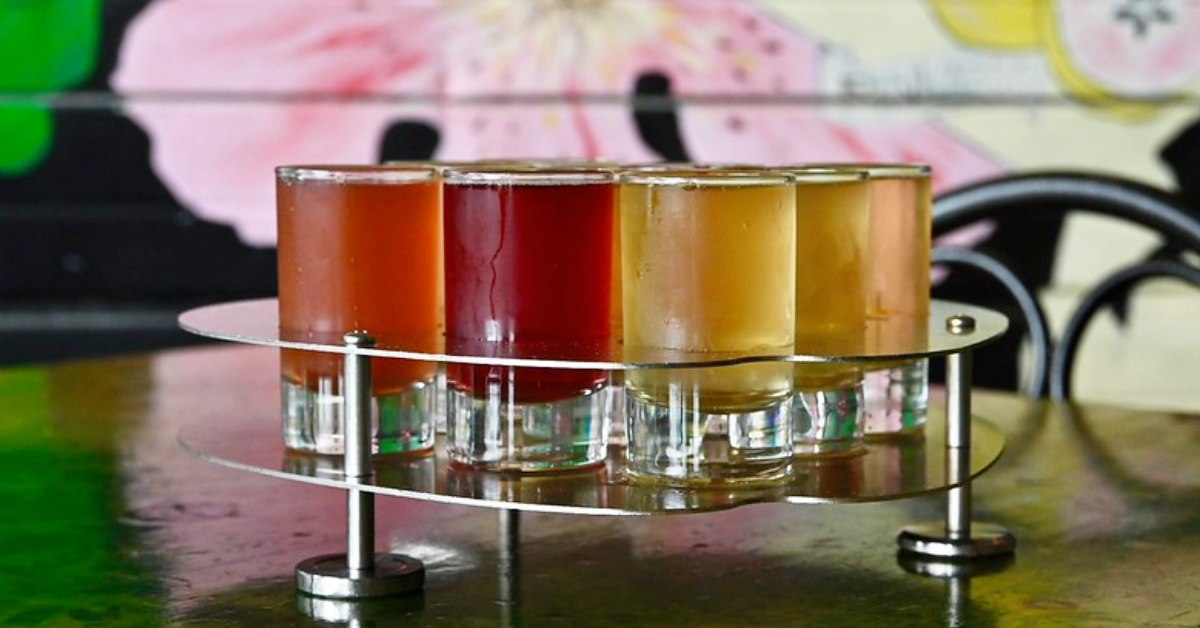flight of cider glasses