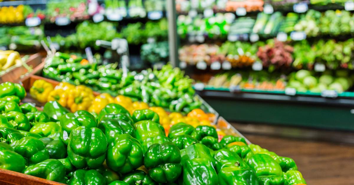 Produce section in grocery store