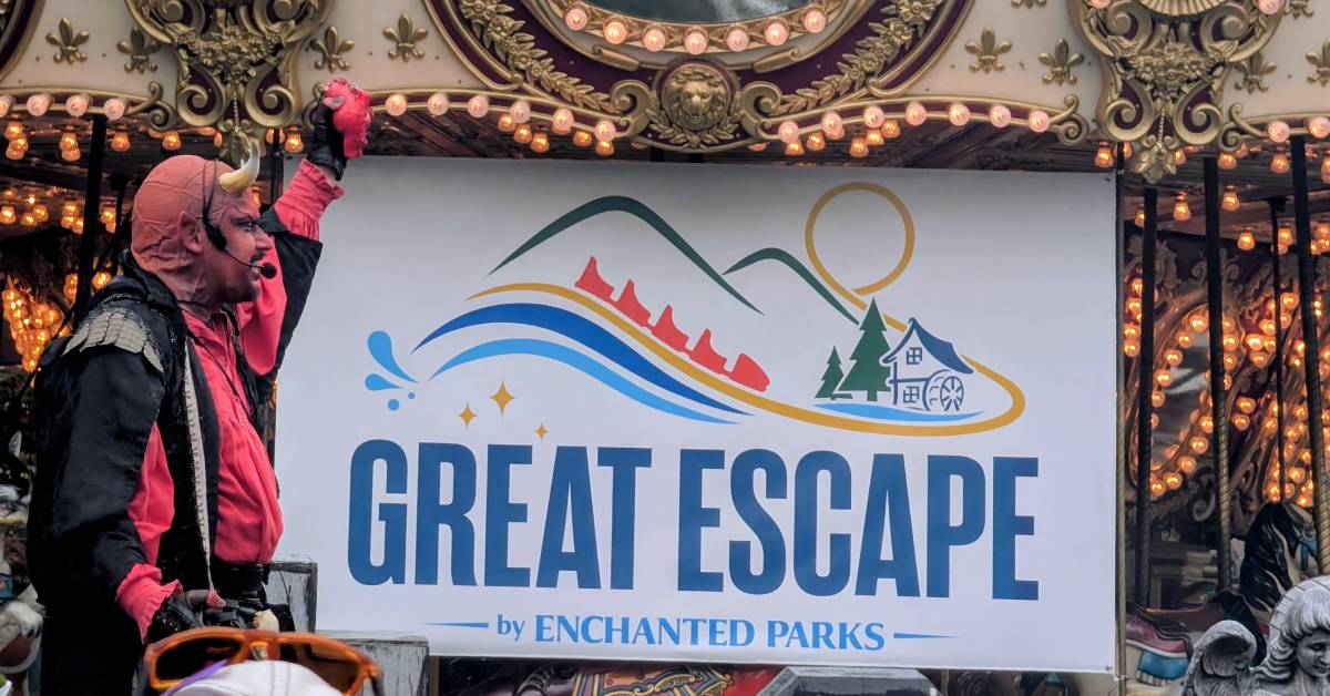 satan introducing new great escape logo