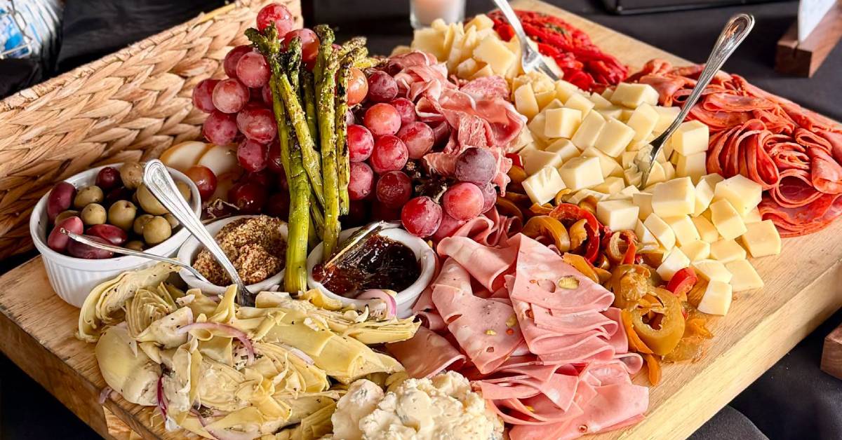 charcuterie board spread