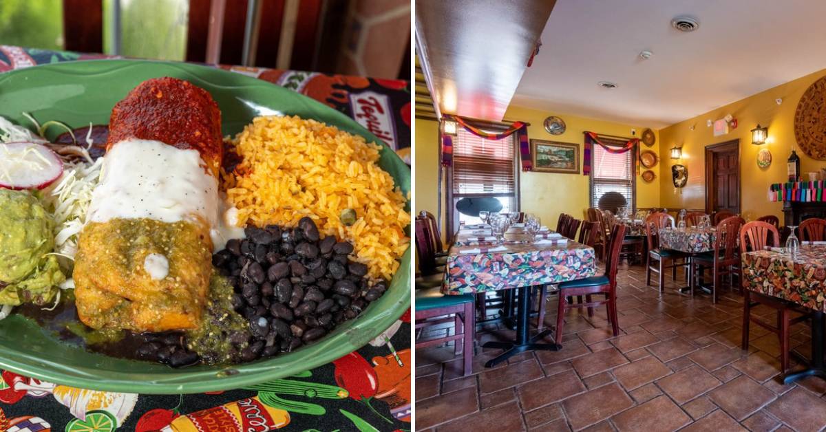 mexican food on left, dining area on right