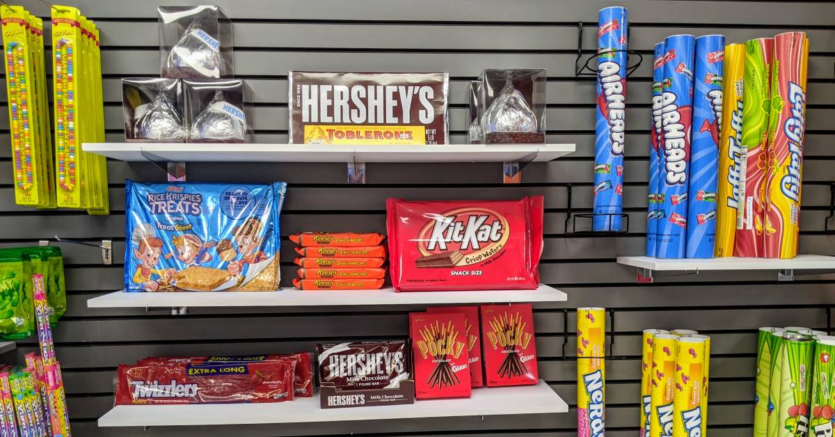 oversized candy bars on display