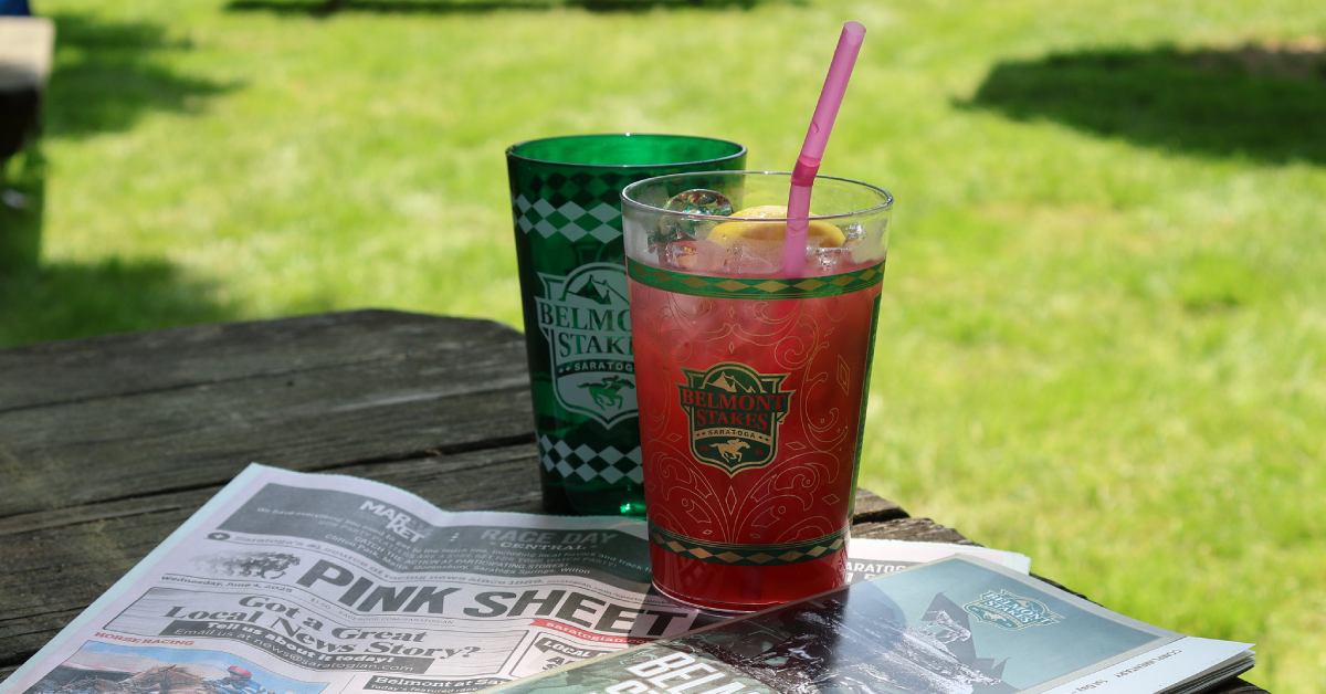 two Belmont Stakes drinks on a table